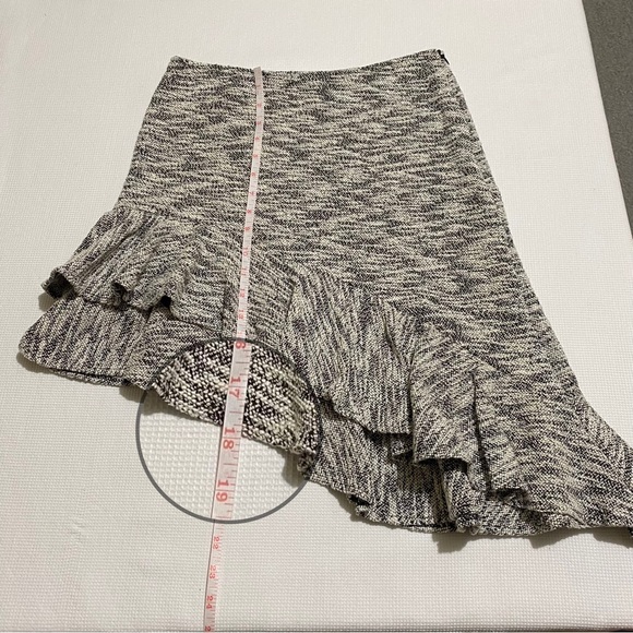Zara Basic Tweed Asymmetrical Ruffle Black/Cream Skirt Size M - Picture 8 of 10